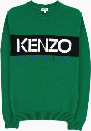 Kenzo Mens Kenzo Logo Crew Knit Sweatshirt Green - Size: 40