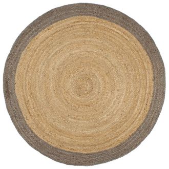 vidaXL Alfombra Hecha A Mano De Yute Con Borde Gris 210 Cm Vidaxl