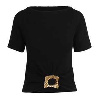 Cult Gaia Round-neck Knitwear, female, Black, S, Ellen Wool and Cashmere T-Shirt