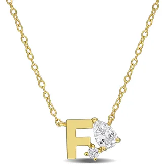 Mimi & Max 3/4ct TGW Created White Sapphire Q Initial Necklace Yellow Plated Sterling Silver