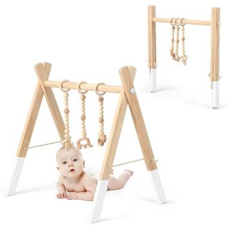 Costway Costway Gimnasio Para Beb&eacute; De Madera Centro De Actividade Con Juguete Para Beb&eacute; De M&aacute;s De 3 Meses (blanco)