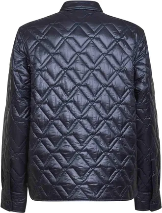 Moncler Womens Blue Quilted Padded Shirt Jacket Polyamide