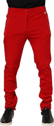 Dolce & Gabbana Red Viscose Logo Jogger Men Sweatpants Pants Nylon Elastane