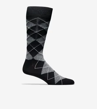 Cole Haan Mens Classic Argyle Crew Socks - Black