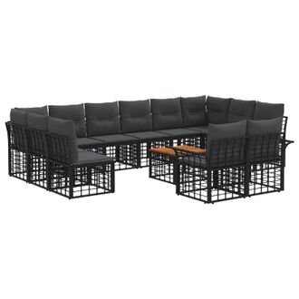 vidaXL Conjunto De Sof&aacute;s De Exterior 13 Pcs Negro Y Gris Oscuro Vidaxl