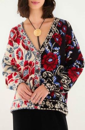 Farm Rio Mixed Valentina Floral Cardigan in Mixed Valentina Blac at Nordstrom Rack, Size X-Large