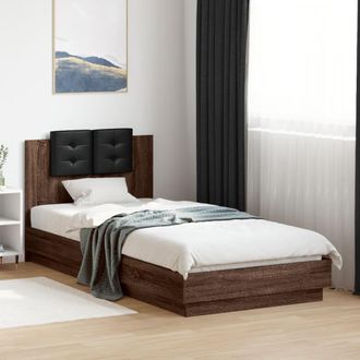 vidaXL Vidaxl - Cama Con Cabecero Madera De Ingenier&iacute;a Marr&oacute;n Roble 100x200 Cm
