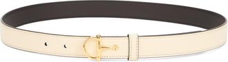Gucci Off White Half Buckle Morsetto Textured Belt