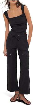 Free People We the Free Park Ave Cargo Pants Womens Black Drawstring GBO3835