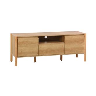 Sweeek Mueble tv con 2 puertas y 1 caj&oacute;n, 140cm, color natural