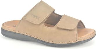 Rieker Taupe Instap Sandalen met Velcro Straps - Heren - Sandalen - Beige - 43 EU - Schoenen