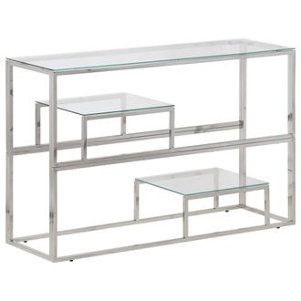 Berkfield Home Console Table Silver Stainless Steel & Tempered Glass