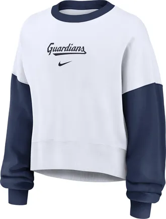 Nike Cleveland Guardians Primary Nike Womens MLB Pullover Crew in White | 01D7022NGUA-9HV
