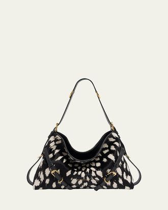 Givenchy Voyou Medium Snow Leopard-Print Calf Hair Shoulder Bag
