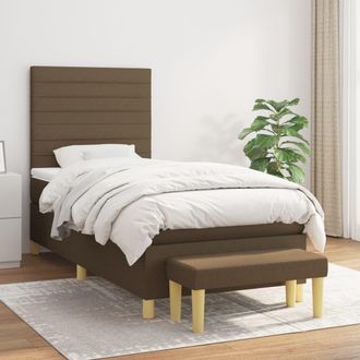 vidaXL Vidaxl - Cama Box Spring Con Colch&oacute;n Tela Marr&oacute;n Oscuro 100x200 Cm