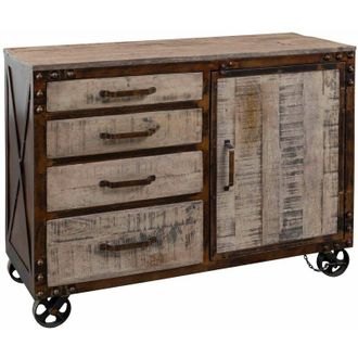 Massivmoebel24 credenza in legno di Mango 120x46x92 marrone laccato heavy industry 225