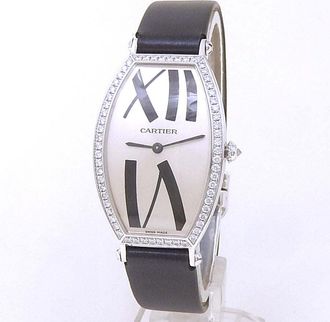 Cartier Pre-owned Cartier Tonneau Hand Wind Diamond Silver Dial Ladies Watch WE400831