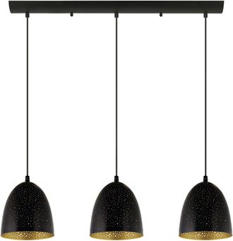 Eglo Eglo Safi 3 Light Linear Pendant With Matte Black Finish & Matte Black & Gold Metal Shades