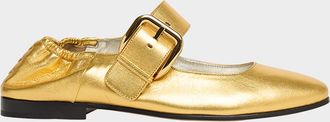 Bottega Veneta Astaire Leather Mary Jane Ballerina Flats