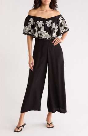 Desigual Embroidered Popover Jumpsuit in Black at Nordstrom Rack, Size Large