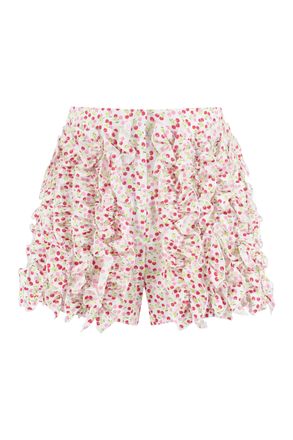 Msgm Womens Printed Cotton Shorts - White - Size EU 34 (Womens)