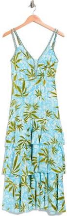 Diane Von F&uuml;rstenberg Cate Tiered Cotton Dress in Cannabis Blue at Nordstrom Rack, Size 14