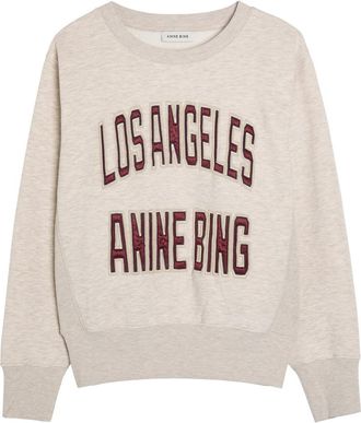 Anine Bing Harry Shrunken Logo-appliqu&eacute;d Cotton Sweatshirt - Beige - S (UK8-10 / S)