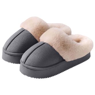 Generic Womens Slippers Fuzzy Memory Foam Suede Slippers Cosy Fluffy Winter Warm House Shoes Lightweight Anti-Slip Indoor Outdoor Ladies Slippers