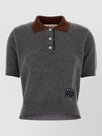 Marni cashmere polo shirt short sleeves collar contrast