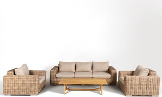 Kactus Republic Conjunto de jard&iacute;n 5 piezas en Rat&aacute;n Sint&eacute;tico beige