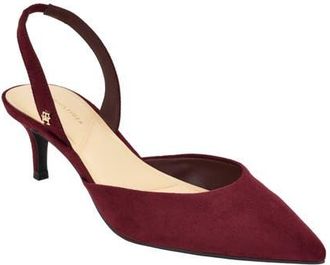 Tommy Hilfiger Tanna Slingback Pointed Toe Kitten Heel Pump in Deep Bordeaux at Nordstrom, Size 6.5