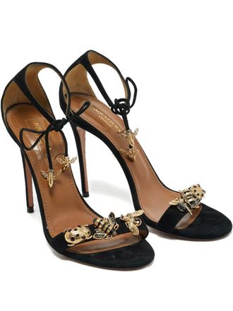Aquazzura suede bee-embellished sandals - Black