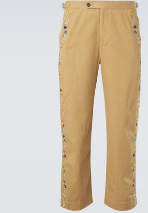 Bode Feather Runner cotton straight pants