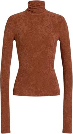 Alberta Ferretti Truien & Vesten, Dames, Oranje, 2Xl, Stretch Velvet Turtleneck Top