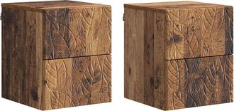 vidaXL Mesita De Noche De Pared 2 Uds. Madera Envejecida Vidaxl