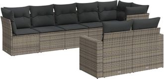 vidaXL Set De Sof&aacute;s De Jard&iacute;n 8 Pzas Y Cojines Rat&aacute;n Sint&eacute;tico Gris Vidaxl