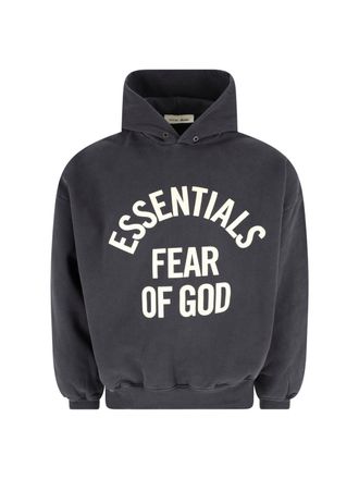 Fear of God Charcoal Arched Logo Cotton Hooded Sweatshirt