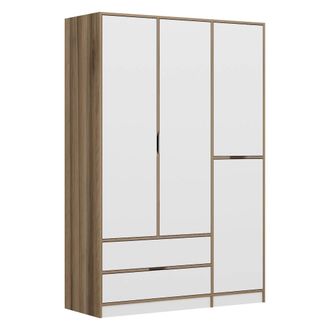 Dmora Armario Grande Serle, Ropero Dormitorio 2 Cajones, Perchero, 3 Estantes, 140x208h Cm Blanco