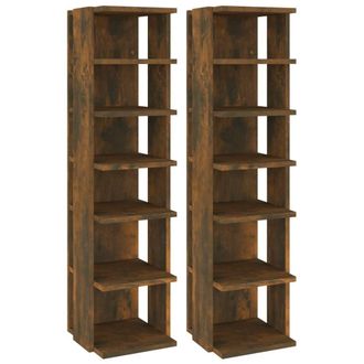 Berkfield Home Shoe Racks 2 pcs Smoked Oak 27.5x27x102 cm Engineered Wood in Brown