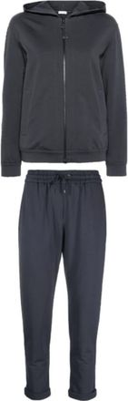 Brunello Cucinelli Zip-Up Katoenen Hoodie & Trainingsbroek - Dames - Trainingspakken - Blauw - M - Katoen - Fitness