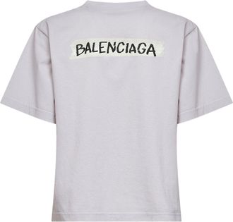 Balenciaga Womens Masking Tape T-Shirt Dirty White Grey Cotton T-Shirts & Jerseys
