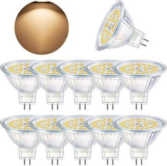 OEM Bombilla Led Gu5.3, Led Mr16 12v 5w Equivalente A L&aacute;mpara Hal&oacute;gena De 50w Blanco C&aacute;lido 3000k, Bombillas Led Puntuales No Regulables, Paquete De 10