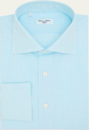 Cesare Attolini Mens Slubbed Check Cotton Dress Shirt