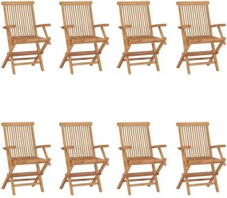vidaXL Folding Garden Chairs 8 pcs Solid Teak Wood Vidaxl