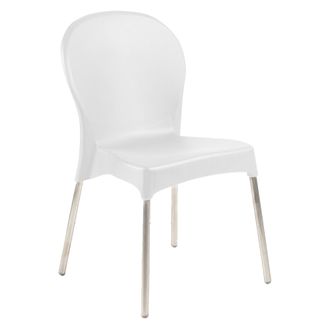 Dmora Dmora Chaise Empilable Avec Pieds En Aluminium, Made In Italy, Couleur Blanche, Dimensions 54 X 85 X 51 Cm