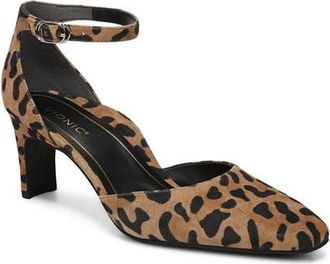 Vionic Scarlett Ankle Strap Pump in Tan Leopard Leather at Nordstrom, Size 7.5