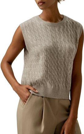 LilySilk Sleeveless Cashmere Vest in Camel at Nordstrom, Size Medium