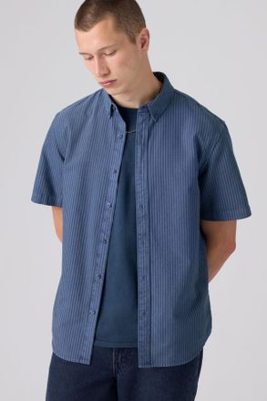 Levi's Short Sleeve Authentic Button Down Lightweight Shirt - Hombre - 2XL - Azul / Vintage Indigo Gd Stripe