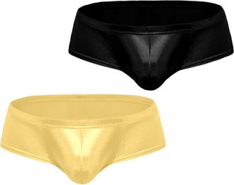 Feoya Mens Boxers Panties 2 Pack Sexy Micro Bikini Thongs Low Rise Underpants Solid Breathable Pouch Boxer Briefs Black+Gold M