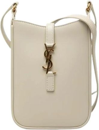 Saint Laurent Pre-owned Le 5 a 7 Vertical Crossbody Bag - Dames - Vintage Schoudertas - Beige - ONE Size - Leer - Vintage